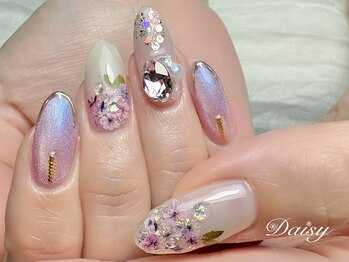 デイジー 藤沢(Daisy)/紫陽花ネイル　押し花ネイル