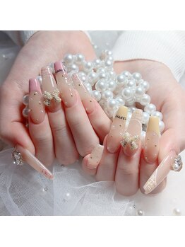 Mネイル/フレンチネイル|ピンク|イエロー