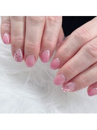 ピンク／ラメグラデーション