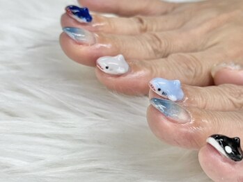 シャチ　サメ　ネイル