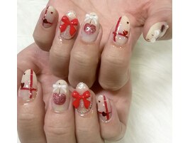 さくらんぼ×チェックネイル