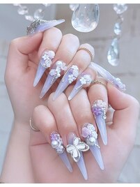 パープルスプリングネイル