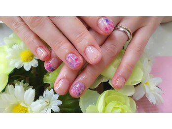 プルミエ ネイル(Premier Nail)/水彩フラワー&フレンチネイル