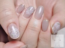 オトナネイル(otona nail)/グレージュたらし込みフラワー