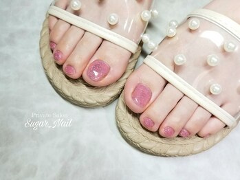 シュガーネイル(sugar nail)/フラッシュピンクフットネイル
