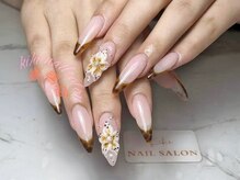 キヒ 巣鴨店(Kihi)/秋ネイル/べっ甲/ブラウン/３d花