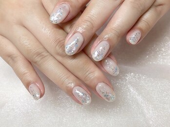アルティノ ネイル ガーデン(altino nail garden)/ラメグラ×シェル×キラキラ