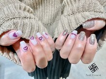 ネイル エミュスト(Nail Emuest)/パープル　ハートネイル