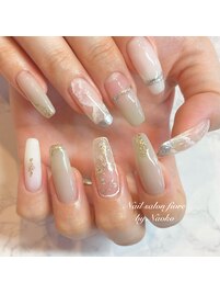 クリアが涼しげ★大理石ネイル