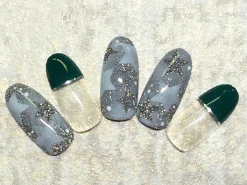 仙殊/エアブラシ星ネイル