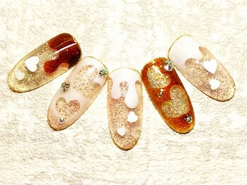 仙殊/エアブラシ×ハートネイル