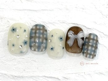 ネイルメゾン 池袋店(NAIL MAISON)/フラワーチェックネイル¥10550