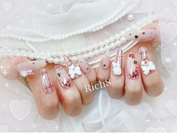 バラリボンのチェックネイル