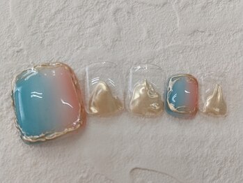 グラデーションにミラーアート。