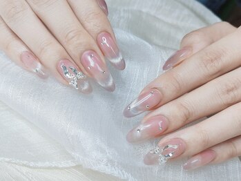 アイゴネイル 錦糸町(Aigoネイル)/リボン＋マグネットフレンチ