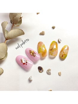 イーエムエー(e.m.a)/パラジェル/ピンク大理石ネイル