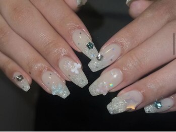 ジェミーネイル エビス(Jemiy nail ebisu)/うるうるラメグラ星リボン