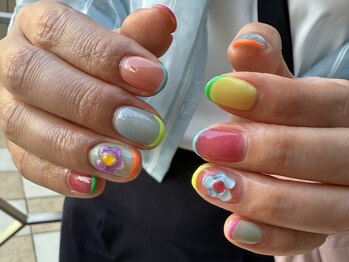 ナンバーネイル 名駅(N° nail)/カラフルポップフラワー