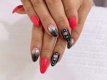 ダブルネイル(Double Nail)/【ほり】ピンク×ブラック