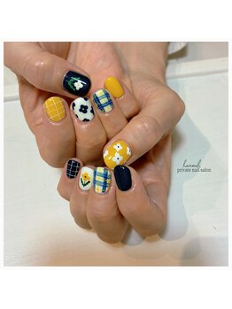 ハヌル(haneul.)/お花×チェック【北欧ネイル】
