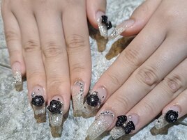 【スカルプ】リボン×ローズ