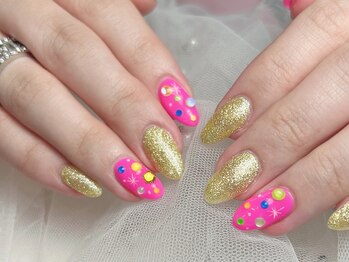 ジョアネイル(JOA Nail)/夏/ピンク/定額/水玉