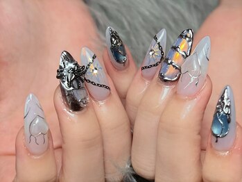 海外風スパイダーネイル