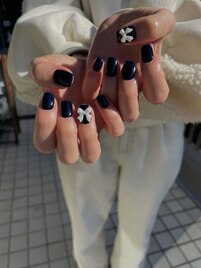 深めネイビーにリボン人気です！