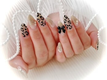 アニマル柄にリボンパーツ♪