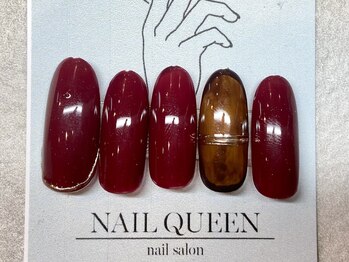 ネイルクイーン(Nail Queen)/ボルドーべっこうネイル♪¥6600