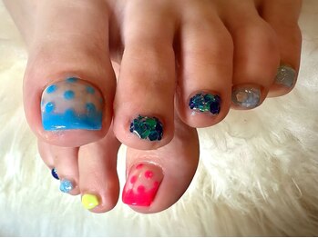 アミュリー ネイル アトリエ(Amury nail atelier)/ドット カラフル ネオン クリア