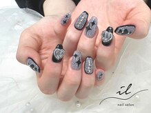 イル 神戸店/フラッシュ×黒ネイル