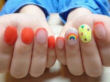 アミュリー ネイル アトリエ(Amury nail atelier)/ちぐはぐ 押し花 レインボー