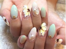 ネイルマジック 仙台一番町店(NAIL MAJIC)/手描きフラワーネイル☆オーダー