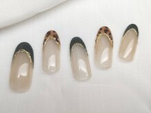 スピードネイル アンド アイ 宮交シティ店/#110 【ヒョウ柄×フレンチ】