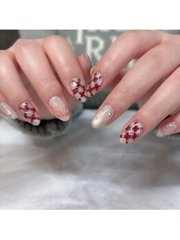 full art/赤チェック×リボン