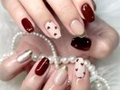 ボルドー　ハートネイル