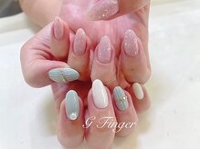 ジーフィンガー 大井町店(G Finger)/ミントグリーン×ピンクのアシメ