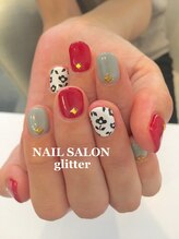 ネイルサロン グリッター(NAIL SALON glitter)/秋のお花ネイル