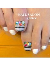 ネイルサロン グリッター(NAIL SALON glitter)/ボーダーフットネイル