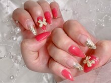 ジョアアンジェ 福島店(joieange)/ピンクネイル　リボンネイル　