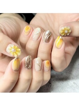 カプチーノ(cappuccino)/ぷっくりフラワーネイル