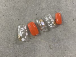 ☆オレンジ/クリアネイル☆