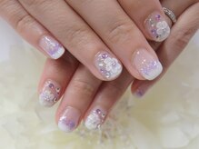 ネイルサロンミキ 横浜(MIKI)/紫シェルパステルキラキラ上品3D