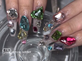 リボンアディクト(ribbon addict)/宝石ネイル