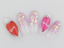 キラキラハートアートネイル