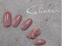 グリッター(Glitter)/シフォンリボンネイル
