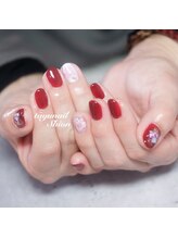 たゆ ネイル(たゆnail)/手描きフラワーボルドーネイル