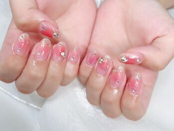 チークネイル　ワンホン　韓国風