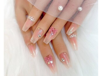 ネイルサロンアンドネイルスクールアートローズ 町田店(Art Rose)/ガーリーリボンネイル